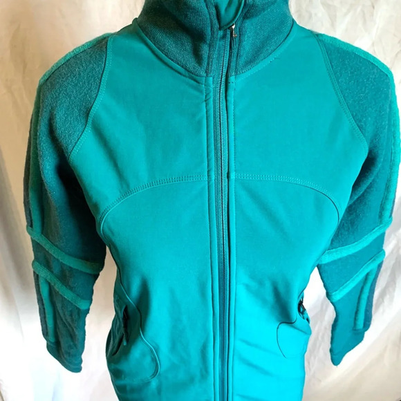 Lululemon Women’s Size 4 Athletica Turquoise Jacket Fall Winter Coat Merino Wool - Picture 2 of 14